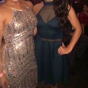 Charlotte Russe mesh dress. Dark green. Worn once! Size Medium.